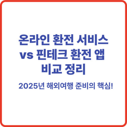 온라인 환전 서비스와 핀테크 환전 앱 비교 정리, 2025년 해외여행 준비의 핵심이라는 문구가 적힌 이미지